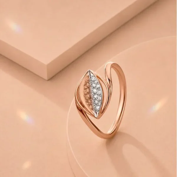 Rose Gold Leaf Diamond Ring