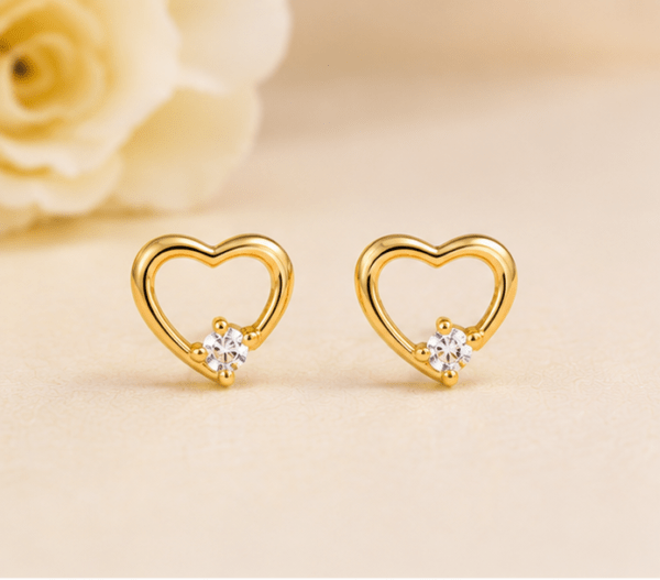 Kids Heart Gold Earrings
