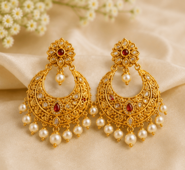 Gold Chandbali Earrings