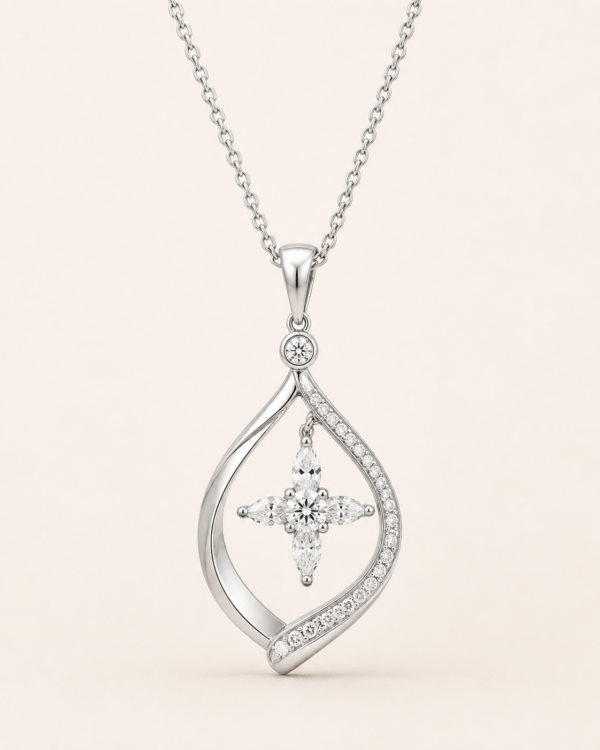 Celestial Bloom Silver Pendant Necklace