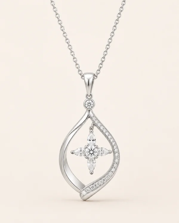Celestial Bloom Silver Pendant Necklace