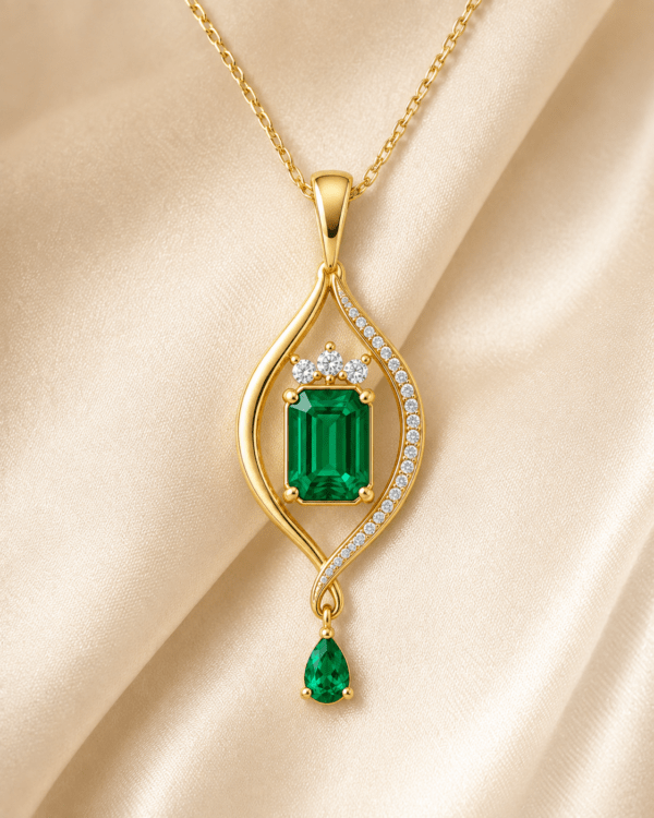 Verdant Grace Emerald Gold Pendant