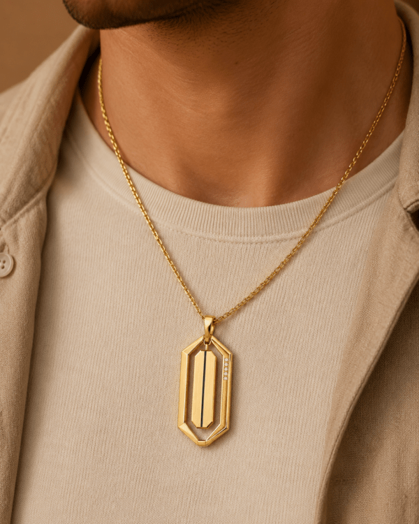 Axis Edge Men’s Gold Geometric Pendant