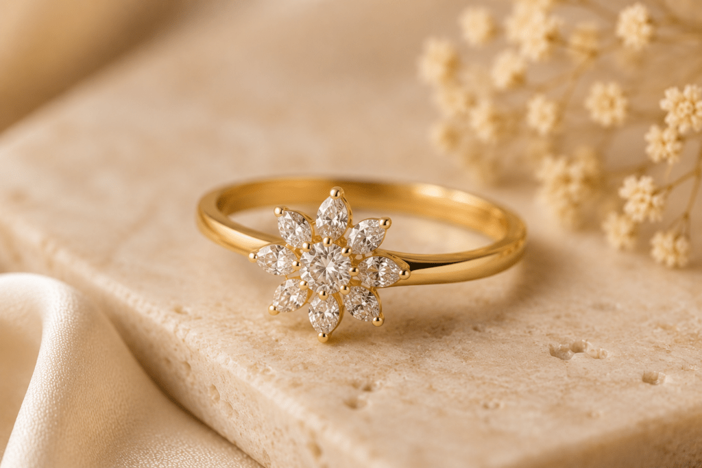 Gold and diamond rings for women