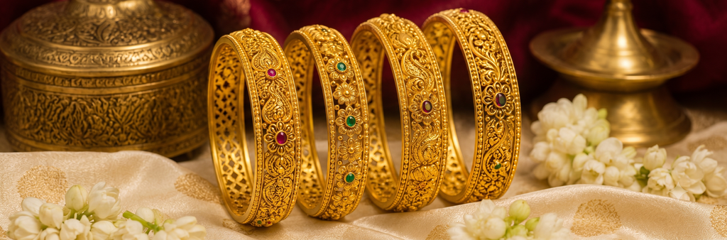 Traditional gold jewellery bangles