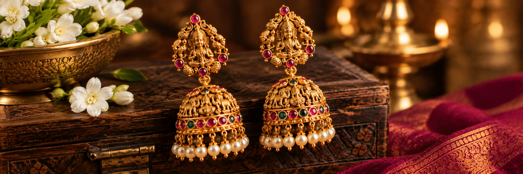 Traditional temple jewellery earrings for weddings
