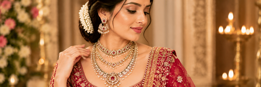 Layered bridal necklace design for Indian wedding